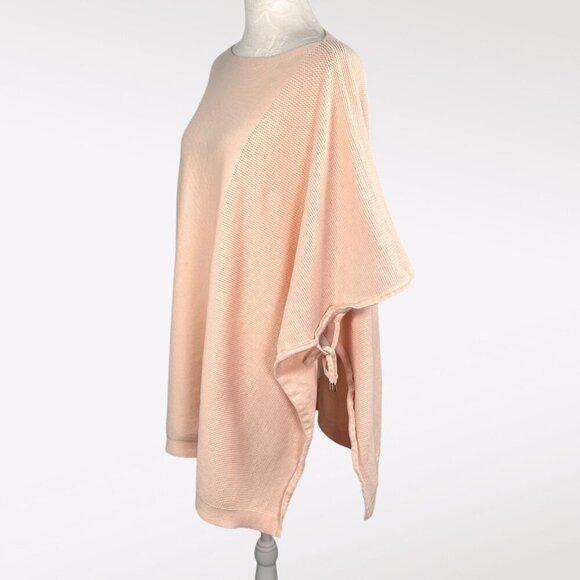 Donna Karan Blush Pink Knit Sweater Poncho Side Tie Medium Large - Picture 5 of 11